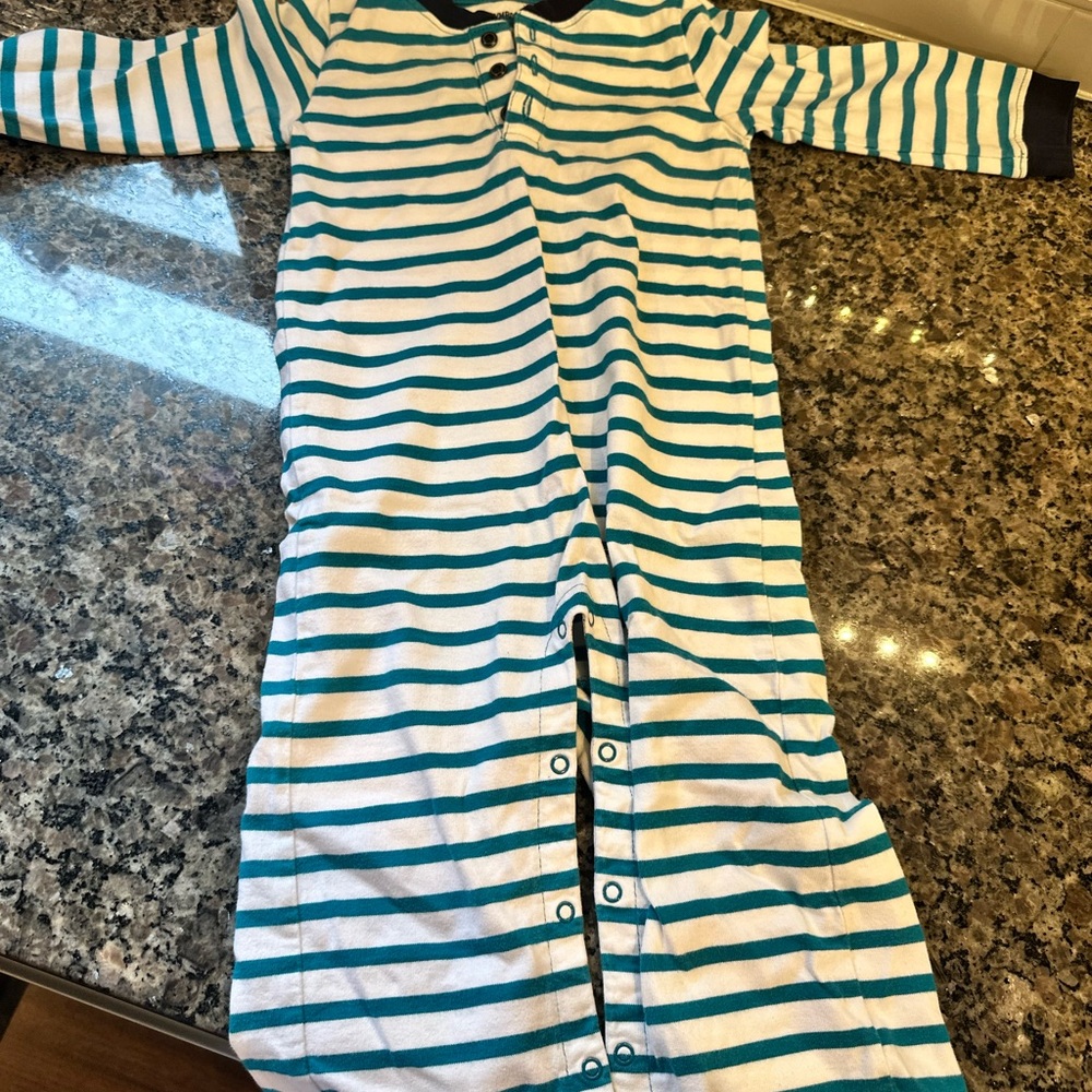 Gymboree Teal and White Striped Onesie